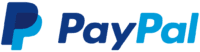 A blue logo for paypal on a black background.